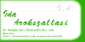 ida arokszallasi business card